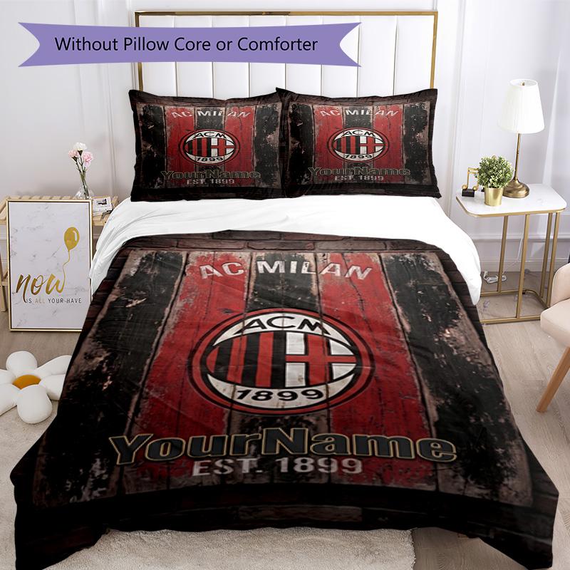 Ac Milan Personalizza il tuo nome Set Biancheria da Letto Copripiumino Traspirante con Federe Decorazione per la Casa Regalo di Compleanno