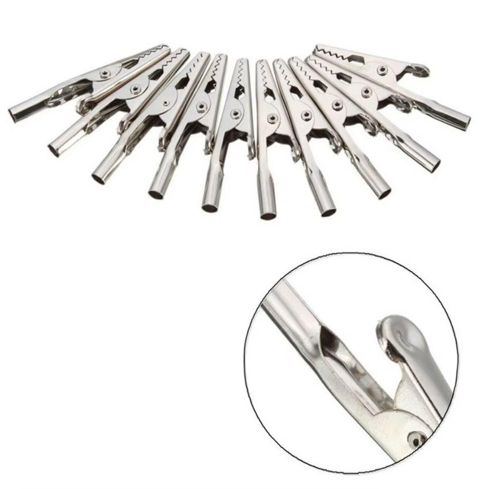 10Pcs/Set Durable 51mm 10A Alligator Clips Metal Nickel Plated Crocodile Clip Single Prong Lead Probe Clip Cable Lead
