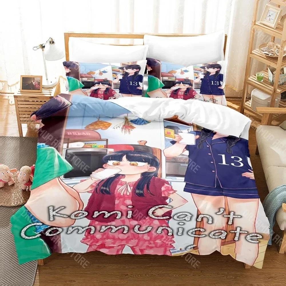3D Print Komi Cant Communicate Bedding Set Single Twin Full Queen King Size Bed Set Aldult Kid Bedroom Anime Bed Sheet Set