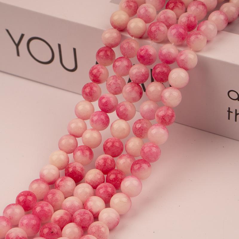 

Персиковый Жадеит Халцедон Рассыпные Бусины для DIY Браслета Ювелирных Изделий 6mm ~60 beads