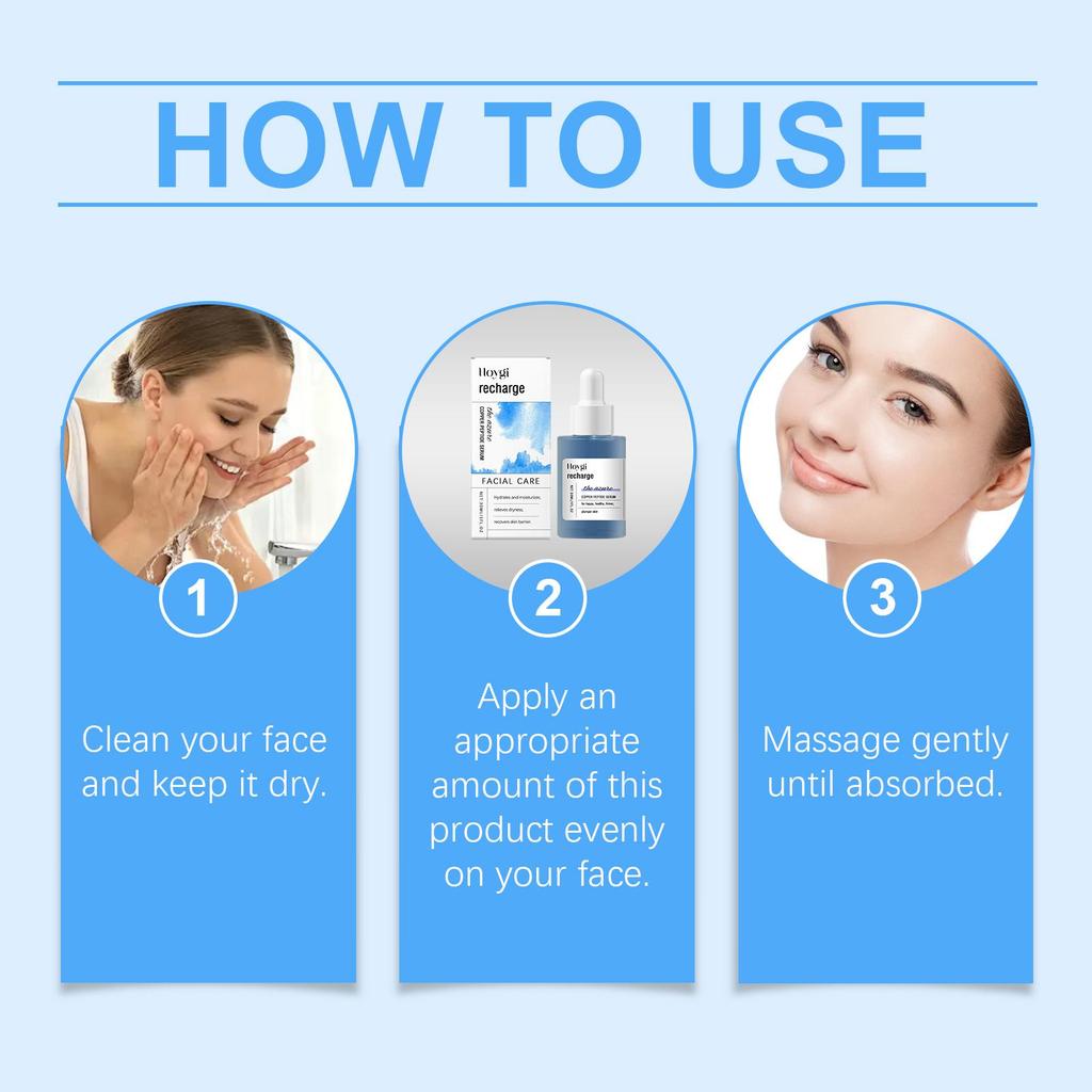 Blue Copper Peptide Facial Serum Anti-Aging Treatment Helps Firm Skin Deep Hydration Gentle Care Improve Skin Texture Brighten