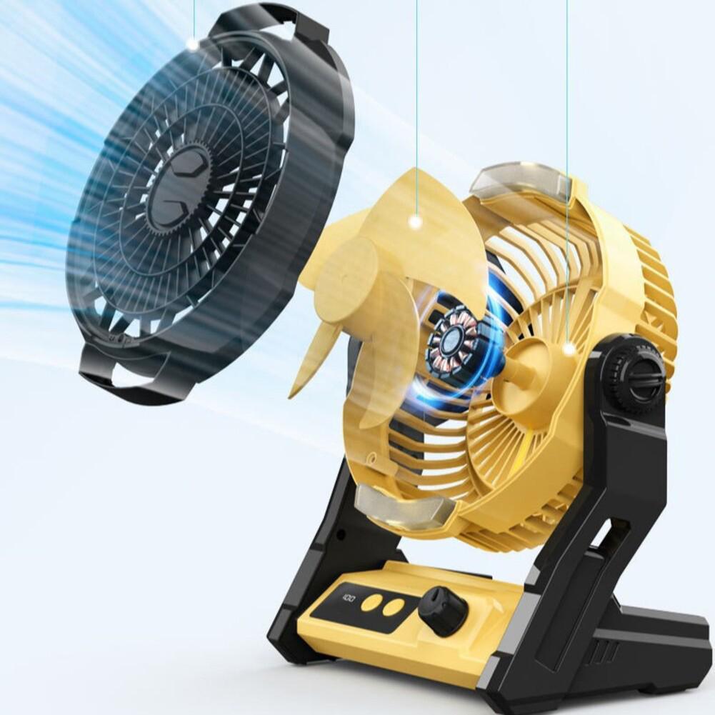 Campfire Parties LED Lighting Fan Battery Powered Fan 10000mAh Battery Capacity Continuous Speed Control For Camping