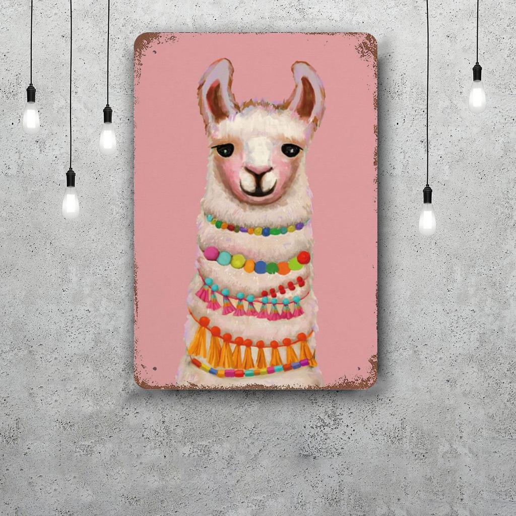 Llama Animal Retro Vintage Tin Sign Poster Decorative Plaque Metal Plate Wall Decor