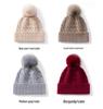 Women's 100% Cashmere Pompom Hat - Versatile, Solid Color, Folded Brim with Warm Ear Protection