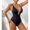 Women Sexy Deep V Neck Waist Shaping Open Crotch Thong One Piece Bodysuit