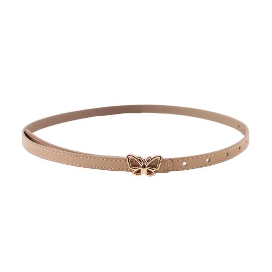 Metal Butterflies Buckle Belt Imitation Leather Women Belt Versatile Solid