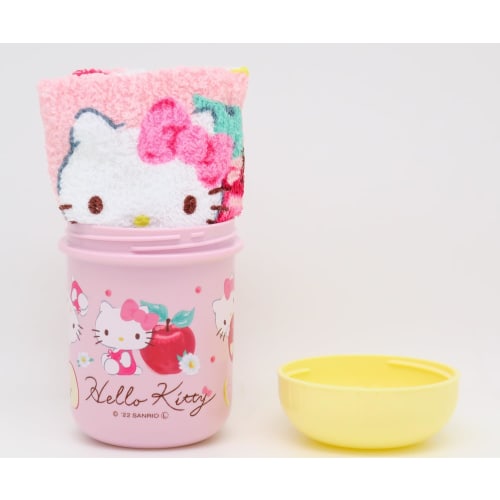 OSK Hand Towel Set, Hello Kitty Fruit Hand Towel Set, Made In Japan, OC-1 Pink (Case Size: Diameter 6.3cm X Height 9.1cm, Hand Towel Size: 32cm X 29cm