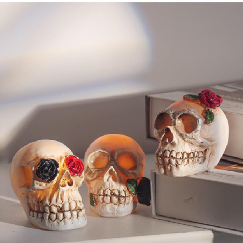 Halloween Rose Skull Model Ornament Small Night Light For Decoration Room