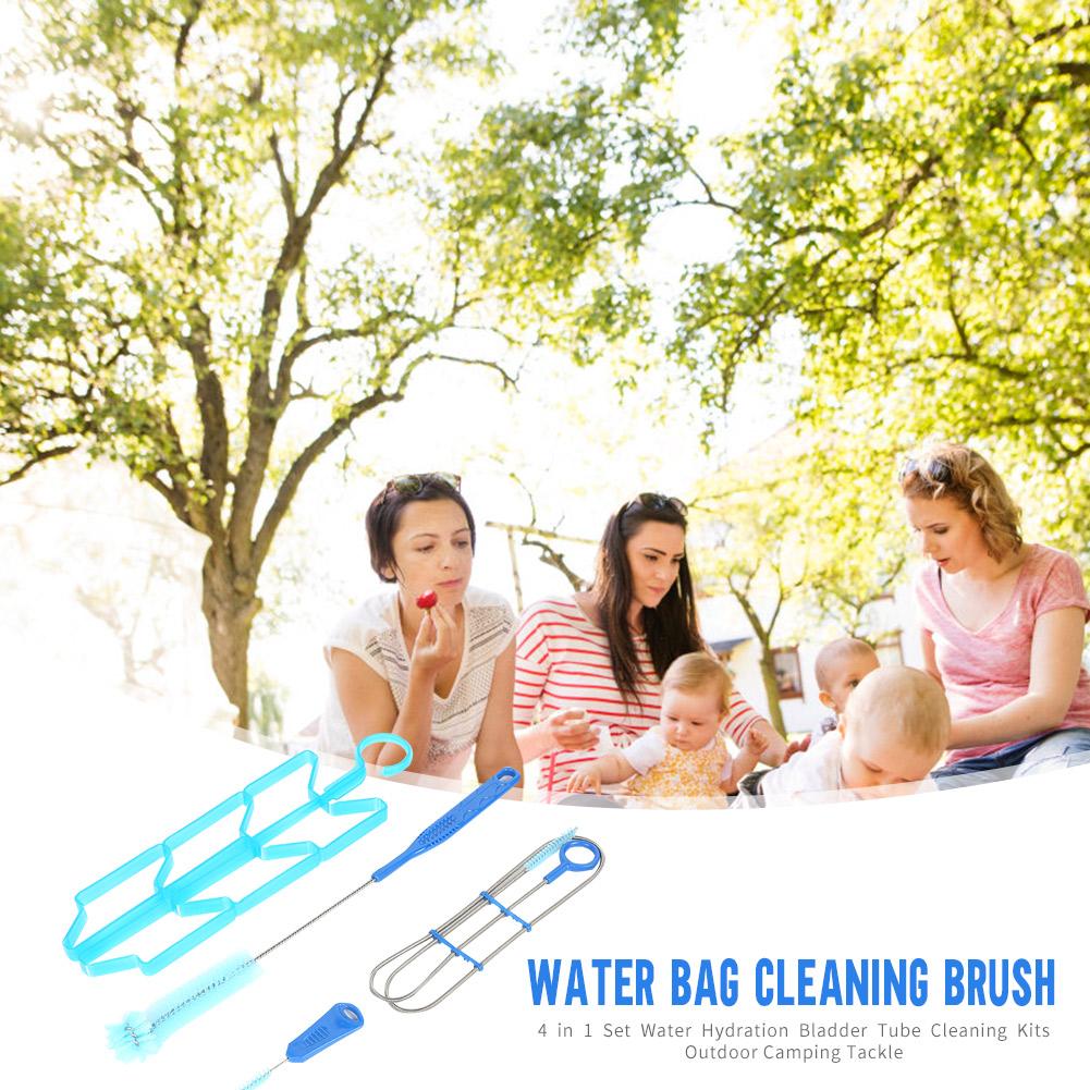 4Pcs Hydration Water Bladder Cleaning Kit Portable Water Bag Cleaning Brush & Drying Rack Outdoor Camping Tool for Water Bladder