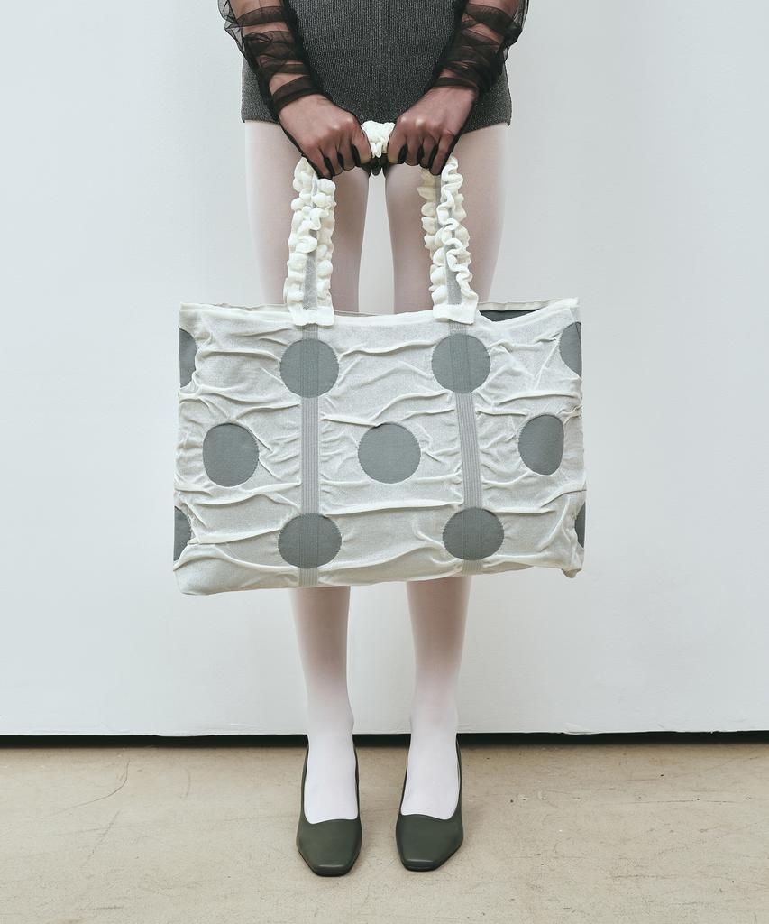 Pleatsmama Polka Dot Shopper Bag Ivory