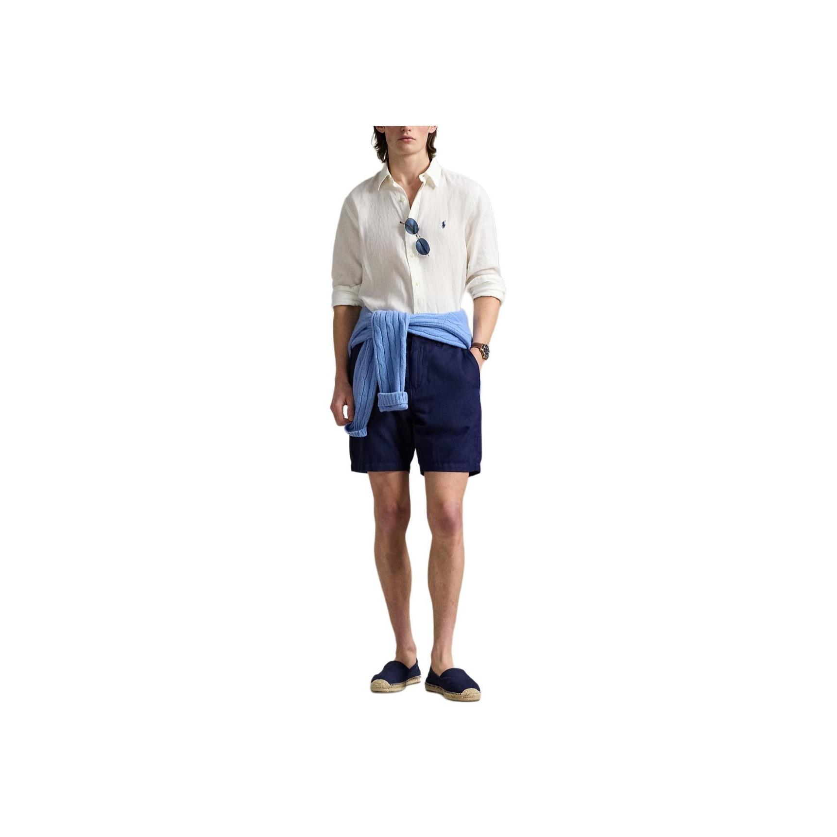 

Polo Ralph Lauren Однотонная льняная рубашка с длинным рукавом Классическое издание Мужские рубашки Белый MNPOWOV16824311-100 XL