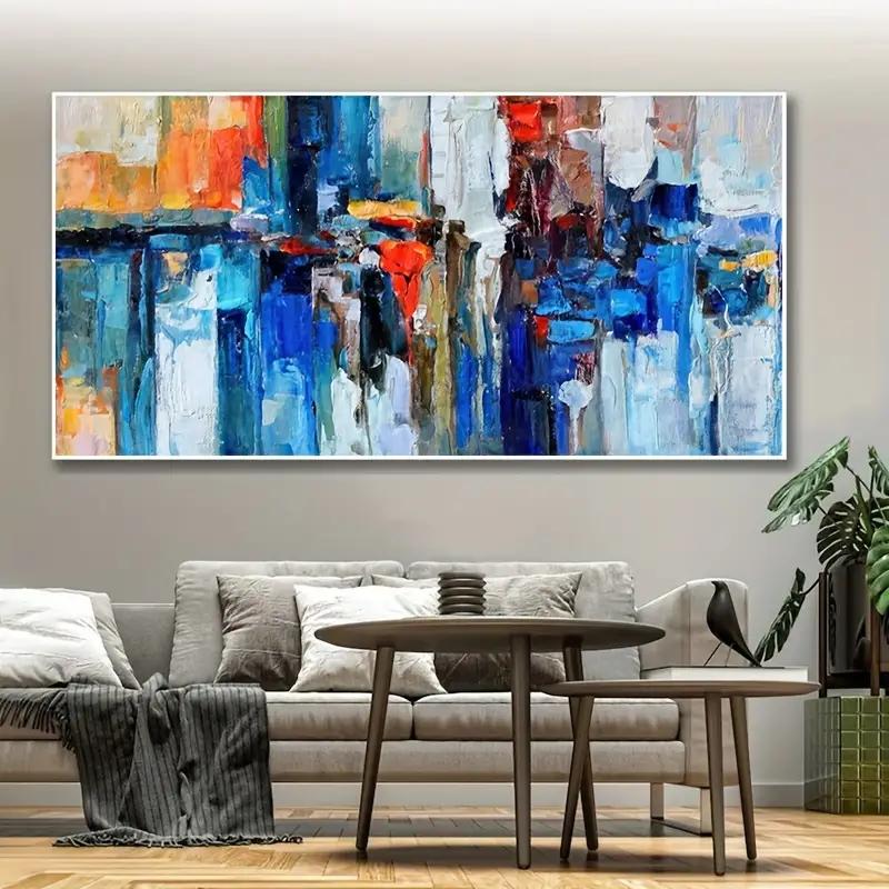 Modern Colorful Paint Textured Abstract Oil Painting Printed On Canvas Wall Art Red Blue Posters and Prints for Living Room