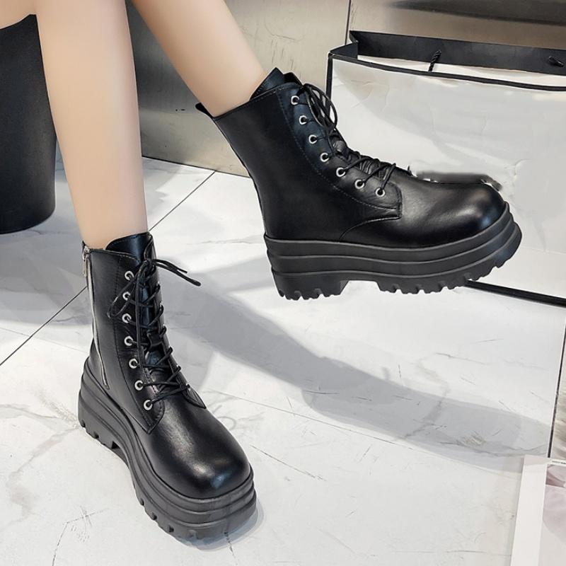 Winter Comfortable Lace Up Plus Size Horse Boots Fashionable New Round Toe Thick Sole Anti Slip Casual Work Boots For Women