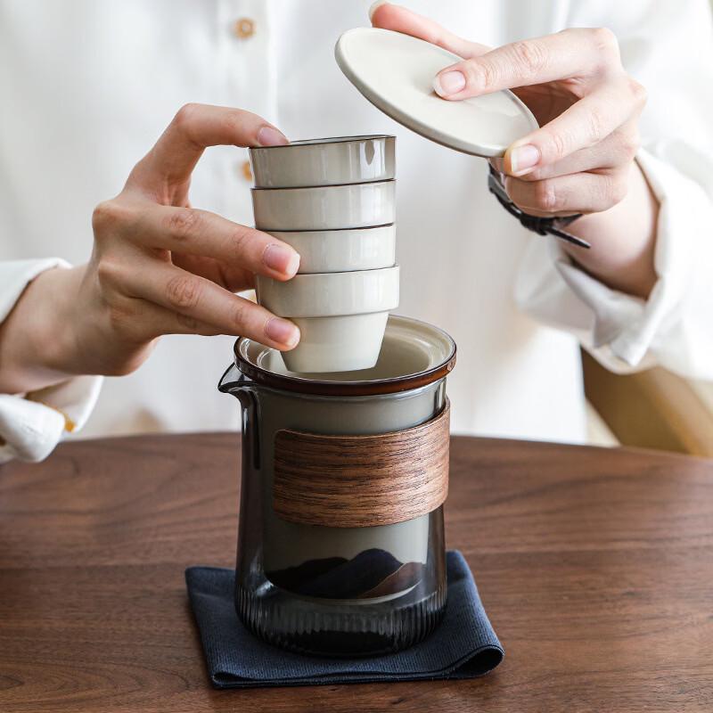 Shanshan Erchuan Smoky Glass Travel Tea Set