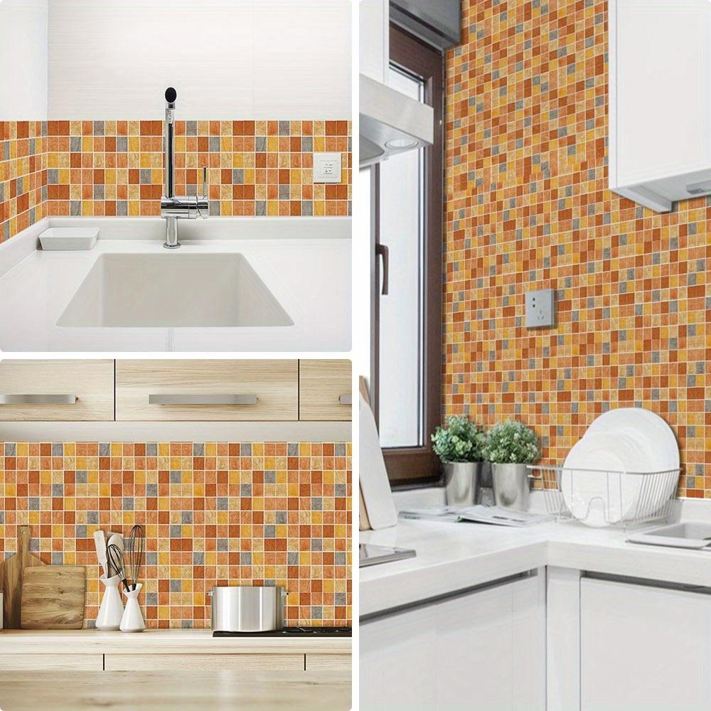 1Pc yellow 2.4 meters crystal mosaic tile sticker waist line, waterproof and wear-resistant wall sticker thickened living room waist line