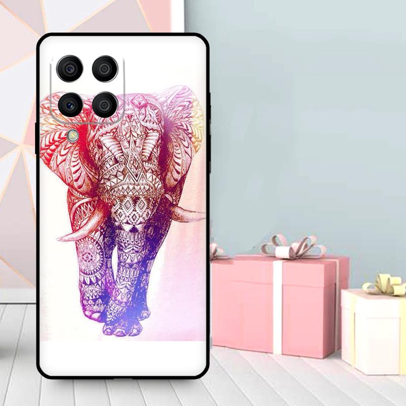 Elefant Blumig Tribal Hülle Für Samsung Galaxy M35 M56 M12 M06 M32 M52 M55 M15 M11 M13 M14 M16 M36 M31 M53 M34 M54