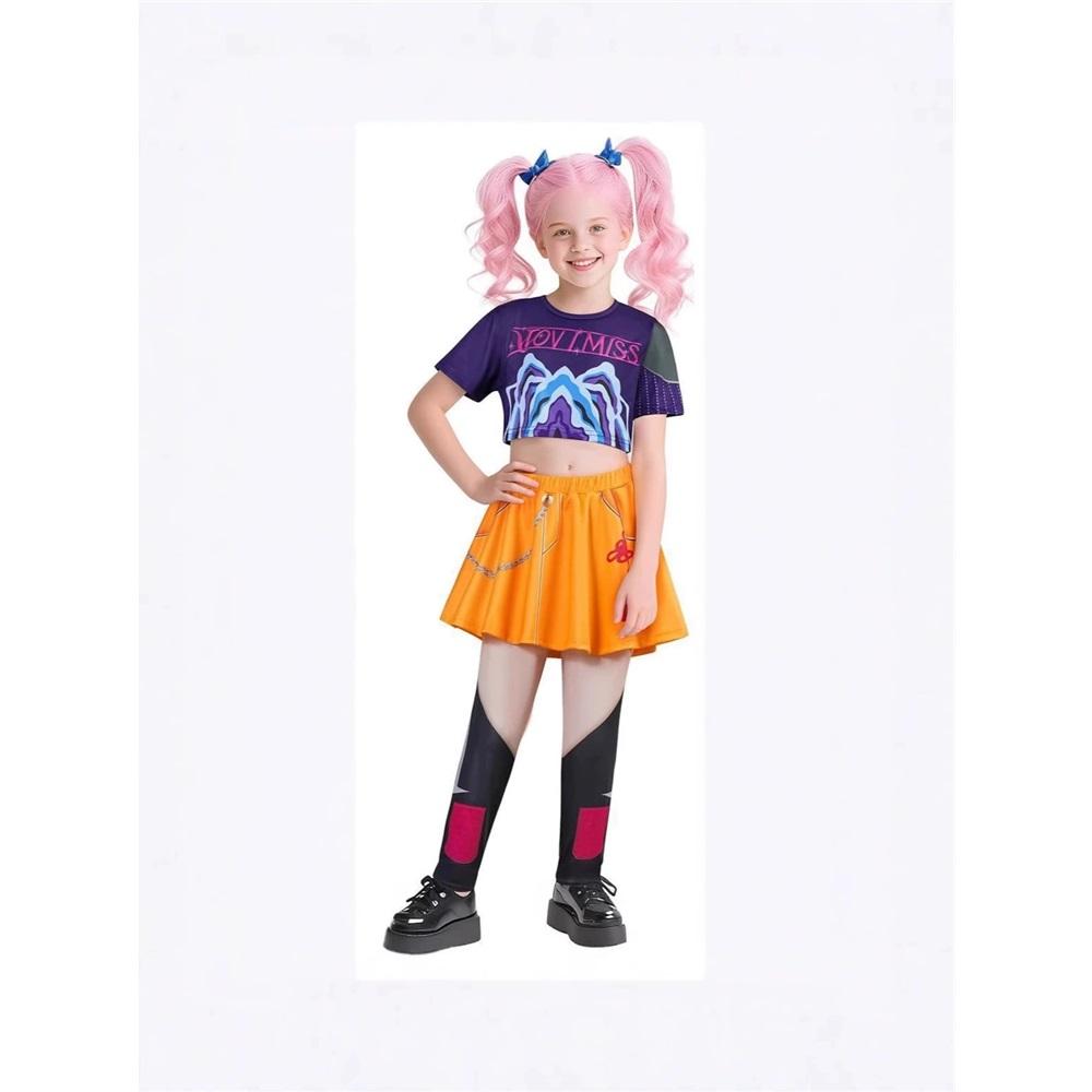 Kpop K Pop Cacciatori di Demoni Rumi Zoey Mira Costume Cosplay Bambini Ragazze Halloween Palcoscenico Motivo Stampato 3D Vestiti per Gioco di Ruolo