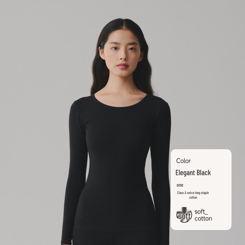 Dámský top s dlouhým rukávem z čisté bavlny v jednobarevném provedení