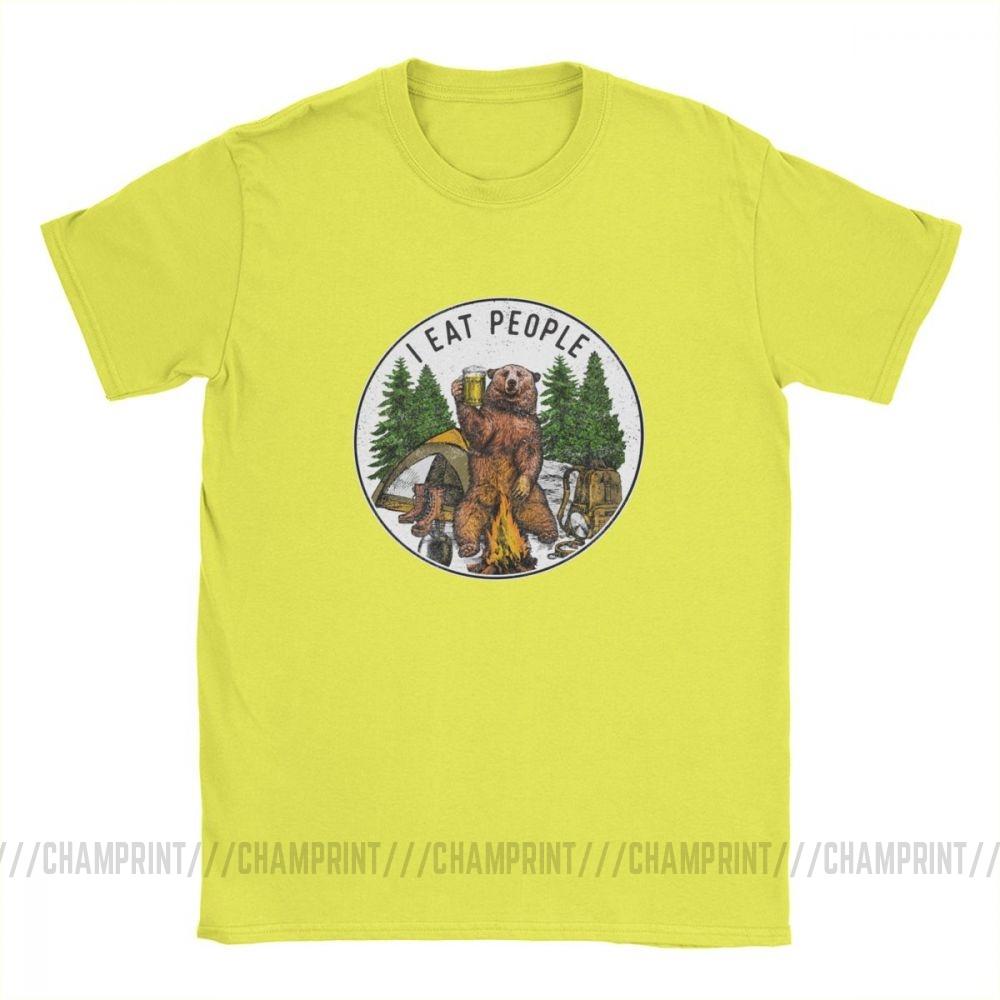 Men T Shirt I Eat People I Hate People Bear Vintage Short Sleeve Camping Tees O