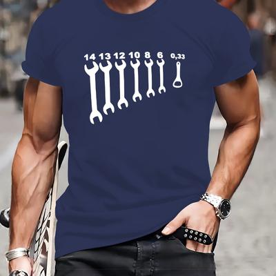 Wrench Sizing Tool Graphic Print T-Shirt Breathable Cool, Comfortable Wear,Daily Casua