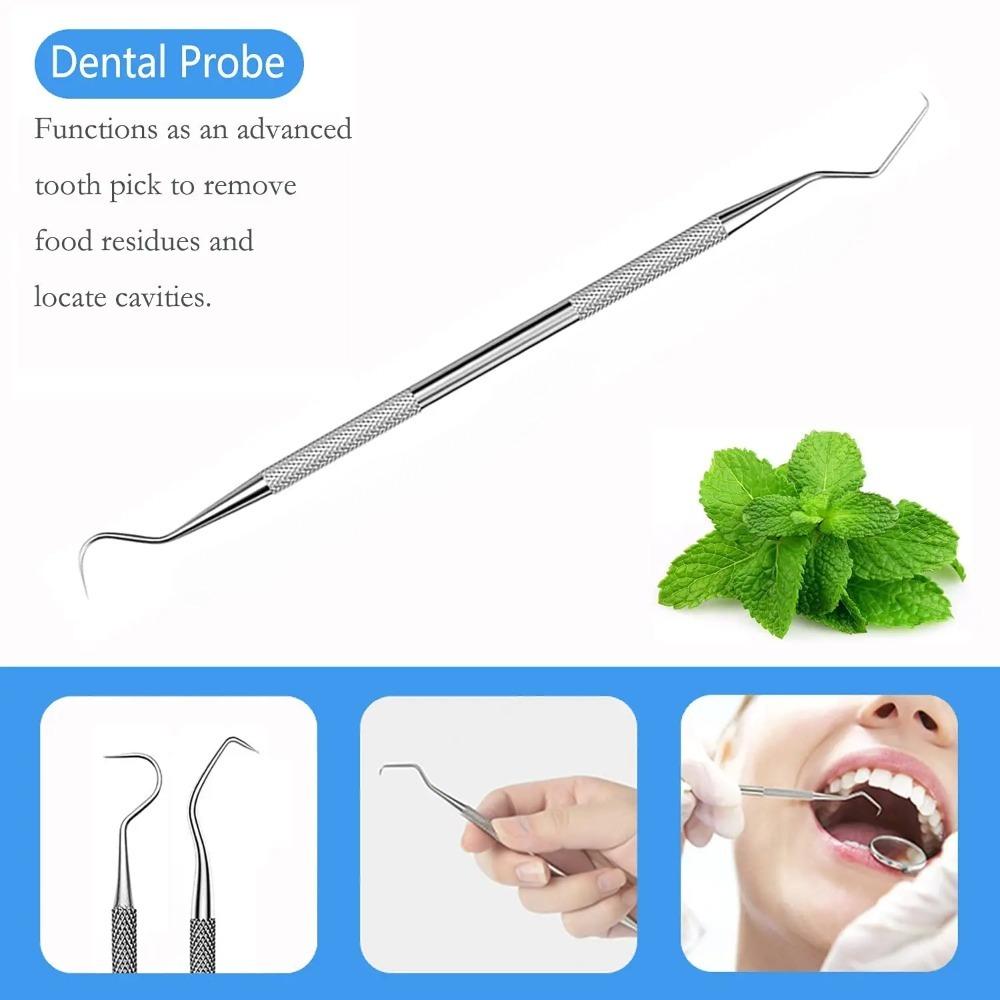 6-piece setSteel Dentist Clean Tools Dental Mirror Double Probe Sickle Hoe Tooth Cleaner Dental Tool Tooth Care Tool Kit