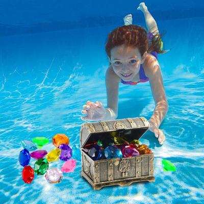 Potápěčské drahokamy Hračky do bazénu Potápěčský poklad Pirátská truhla s 12 drahokamy Hračky pro trénink potápění pro děti Plovoucí Potápěcí Plavecká hra