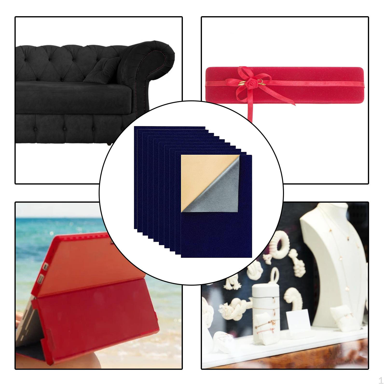 

10 штук бархатной ткани липкой, для изготовления ящиков для ювелирных изделий мебели темно-синий