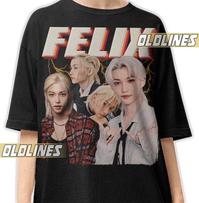 FELIX STRAY Koszulka Bootleg K-Pop / Felix Stray Koszulka Koncertowa Zespołu / Felix Yongbok Lee Koszulka Vintage / Stay Kpop Boyband Merch z Trasy