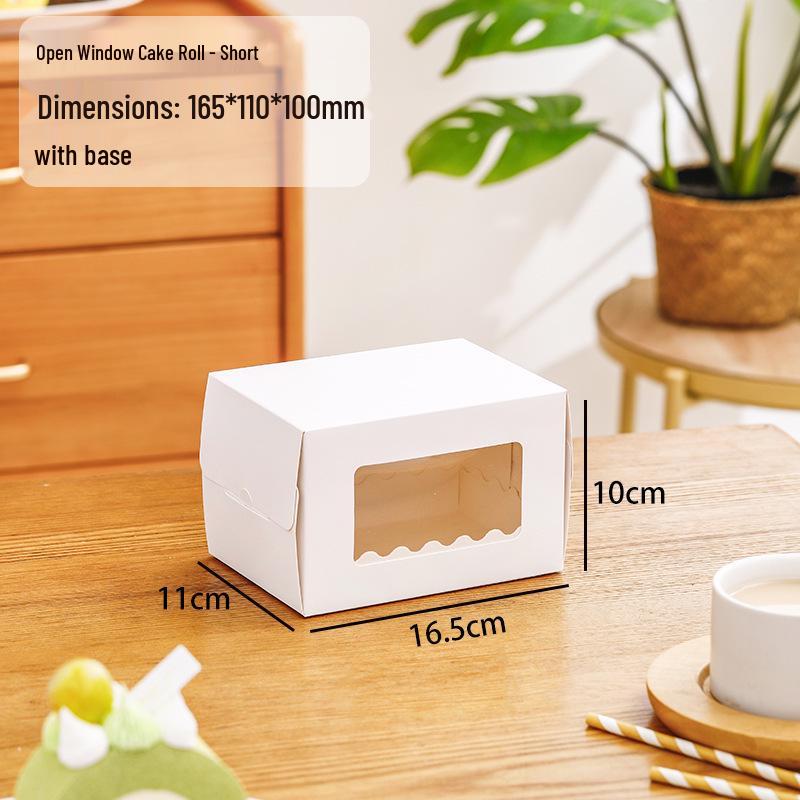 Swiss Roll & Mousse Dessert Packaging Box with Hand-Carry Feature for Whole and Half Rolls