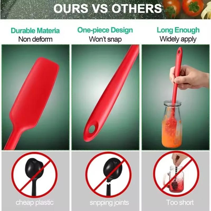 Spatola in Silicone a Manico Lungo per Cucina, Spatola Raschietto per Barattoli, Raschietto in Gomma Antiaderente, Frullati, Frullatori, Cottura, Cottura al Forno