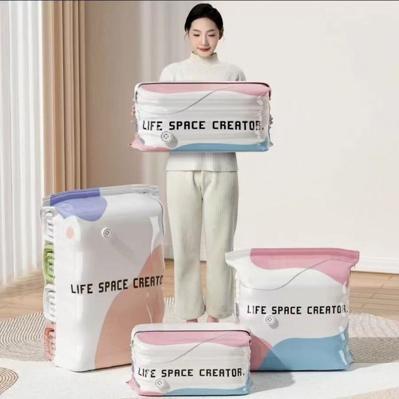 Bolsa de Compresión al Vacío Grande Sin Bomba para Edredones, Colchas, Ropa y Maletas