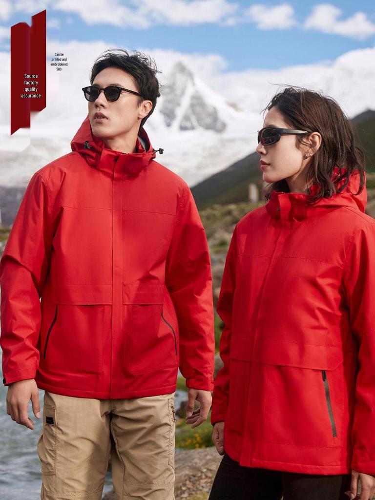 Unisex Waterproof Hooded Workwear: Warm, Thick One-Piece Storm Jacket for Autumn/Winter, Customizable with Logo