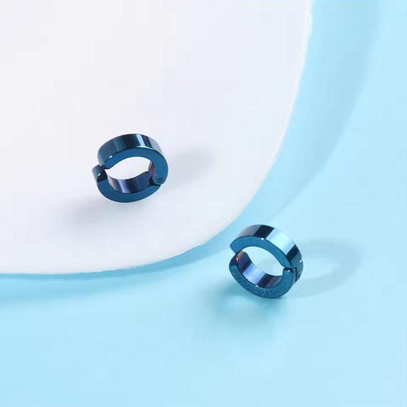 Punk Blue Cartilage Ear Clip Set 1Pair, Stainless Steel Anime Themed No Hole Earrings For Cosplay Costume Accessories