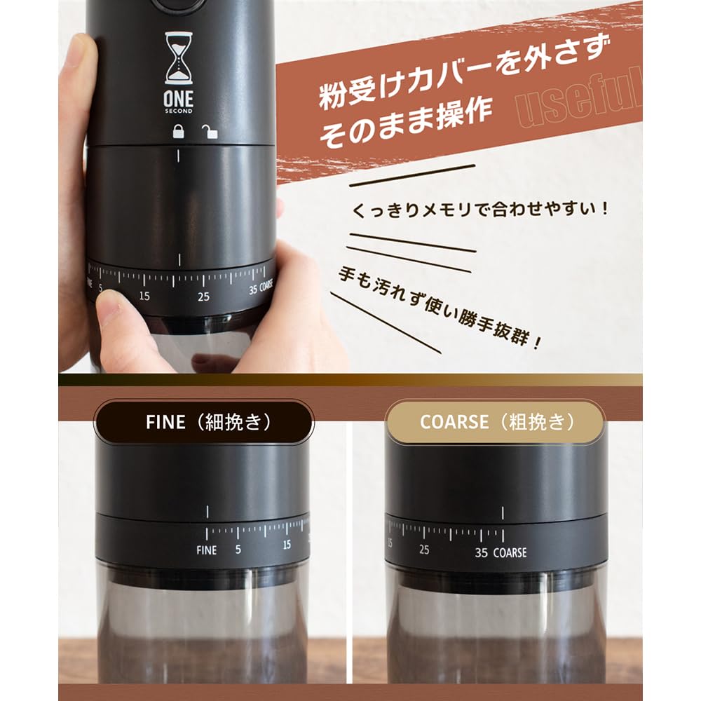 LINCS Electric Coffee Grinder with Easy Grind 39 Grind Burr Automatic LINCS ONE SECOND Adjustment, Settings, Type, Shut-off, Cordless, Washable,