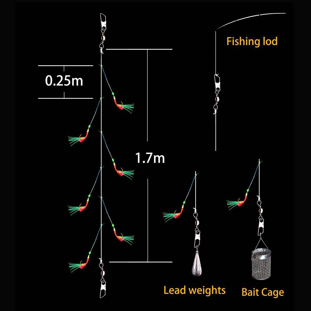 6 Teile/satz Carbon Stählen Angeln String Haken Gebunden Haken Sabiki Köder Sabiki Rigs Meer
