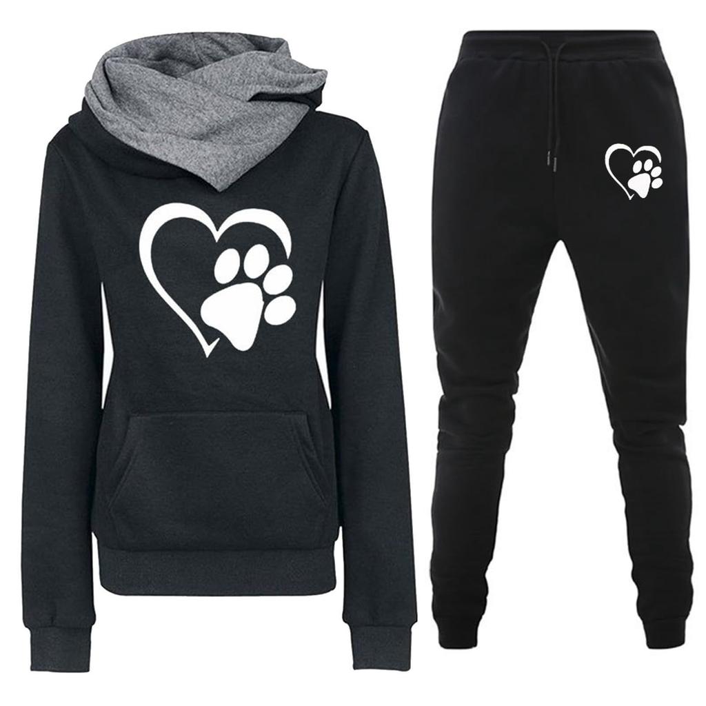 Spring and Autumn Winter Casual Sportswear Set with Love Letter Printed Women's Hoodie and Sweatshirt Set Trendy