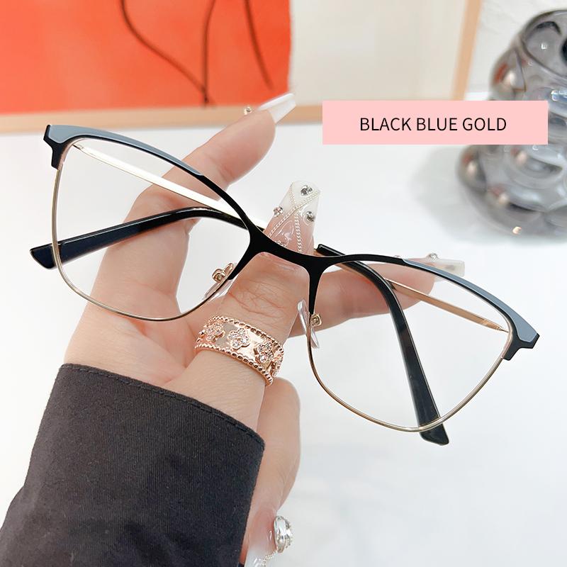 Anti-Blue Light Glasses Metal Cat Eye Eyewear Women Men High Quality Eyeglasses Blue Light Blocking Man Lady Computer Eyeglas