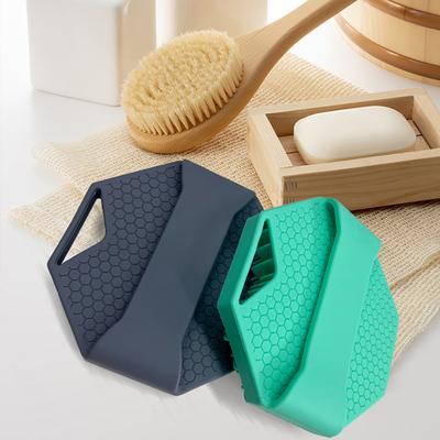 Yousheng Spazzola da Bagno Poligonale in Silicone per Pelli Sensibili Esfoliante per il Corpo con Setole Massaggianti Manico Antiscivolo Spazzola per Doccia