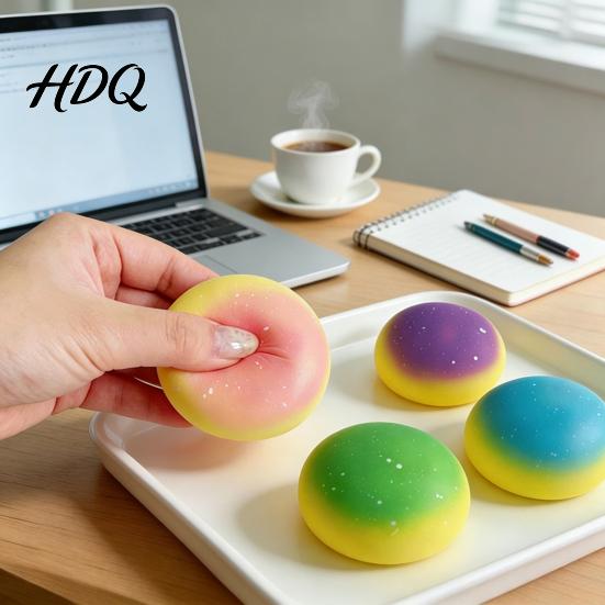 Eye-Catching Stress Ball Colorful Steamed Bun Slow-Rising Squeeze Toy Soft PU Fidget for Relief Cute Office Decompression Gadget Kids Adults