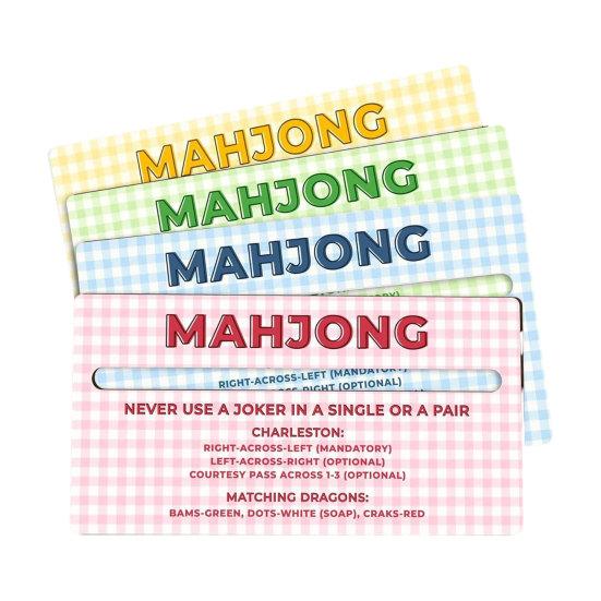 4 Pcs Mahjong Line Reader, American Mahjongg Scoring Card with Rules, Sliding Line Guide for NMJL Card, Rummy Tile Tracker