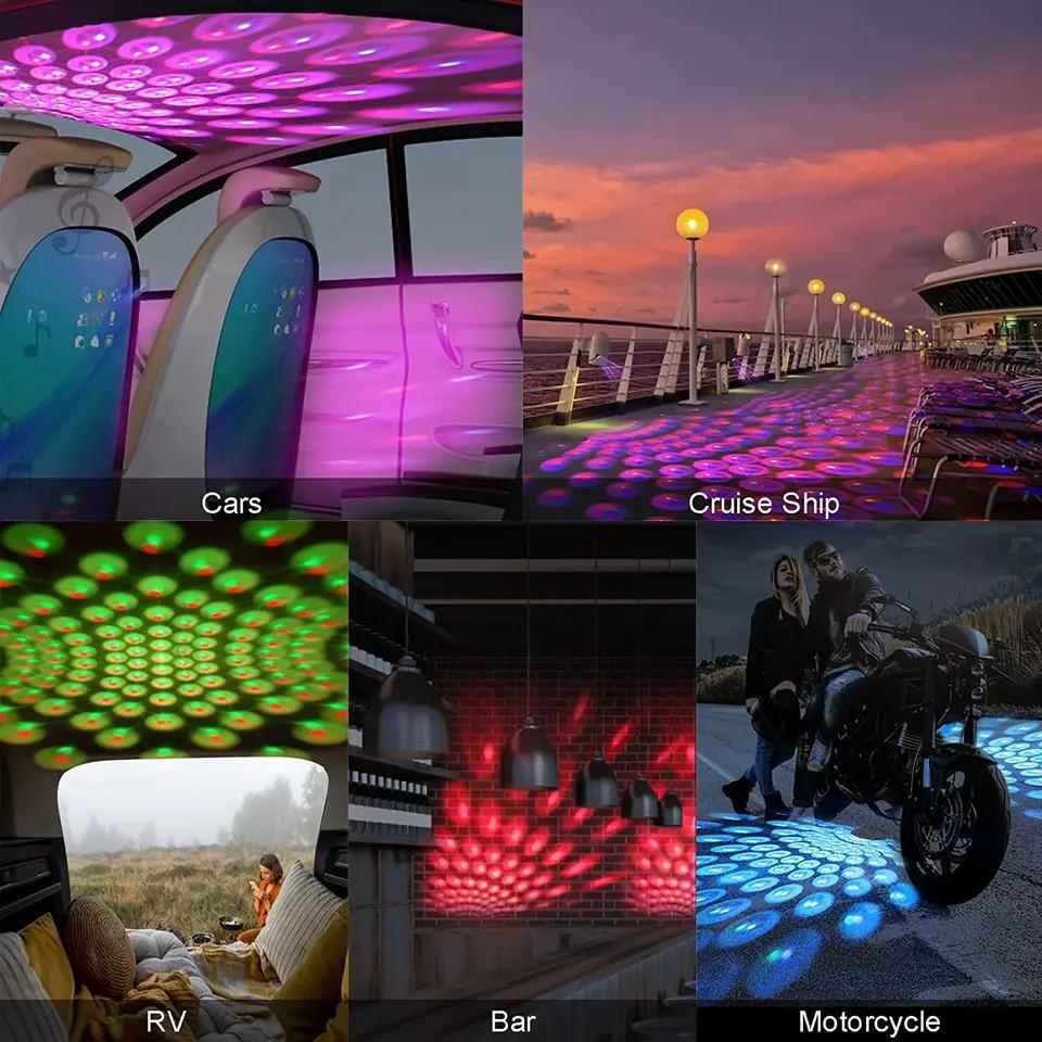 3W lumières d'ambiance de voiture projecteur de toit de voiture lumière DJ lumière Disco fête lampe de décoration ambiante Port USB RGB Auto décoration Soundlights