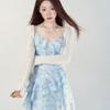 Blue Splicing Suspender Dress Dress Summer New Popular Waist and Thin Temperament Large Size Dress
