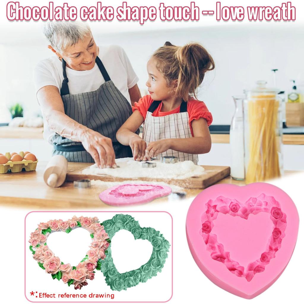 Valentine's Day Love Wreath Silicone  Fondant Cake Chocolate