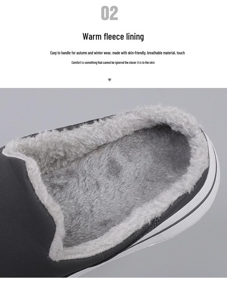 2025 Autumn/Winter Plus Size Furry Couple's Velvet Cotton Half Slippers - Warm, Casual Footwear for Men and Women