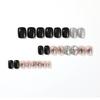 Black & Silver Glitter Starry Sky Rhinestone Press-On Nail Stickers - Short Style False Nails