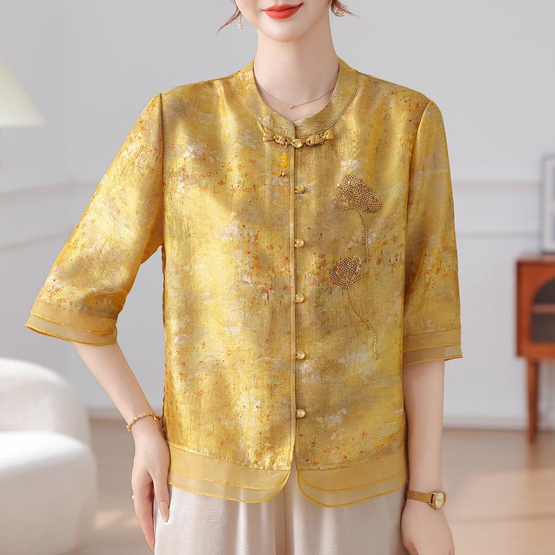 Grandma s 2026 Summer Chinese Style Embroidered Shirt 3XL