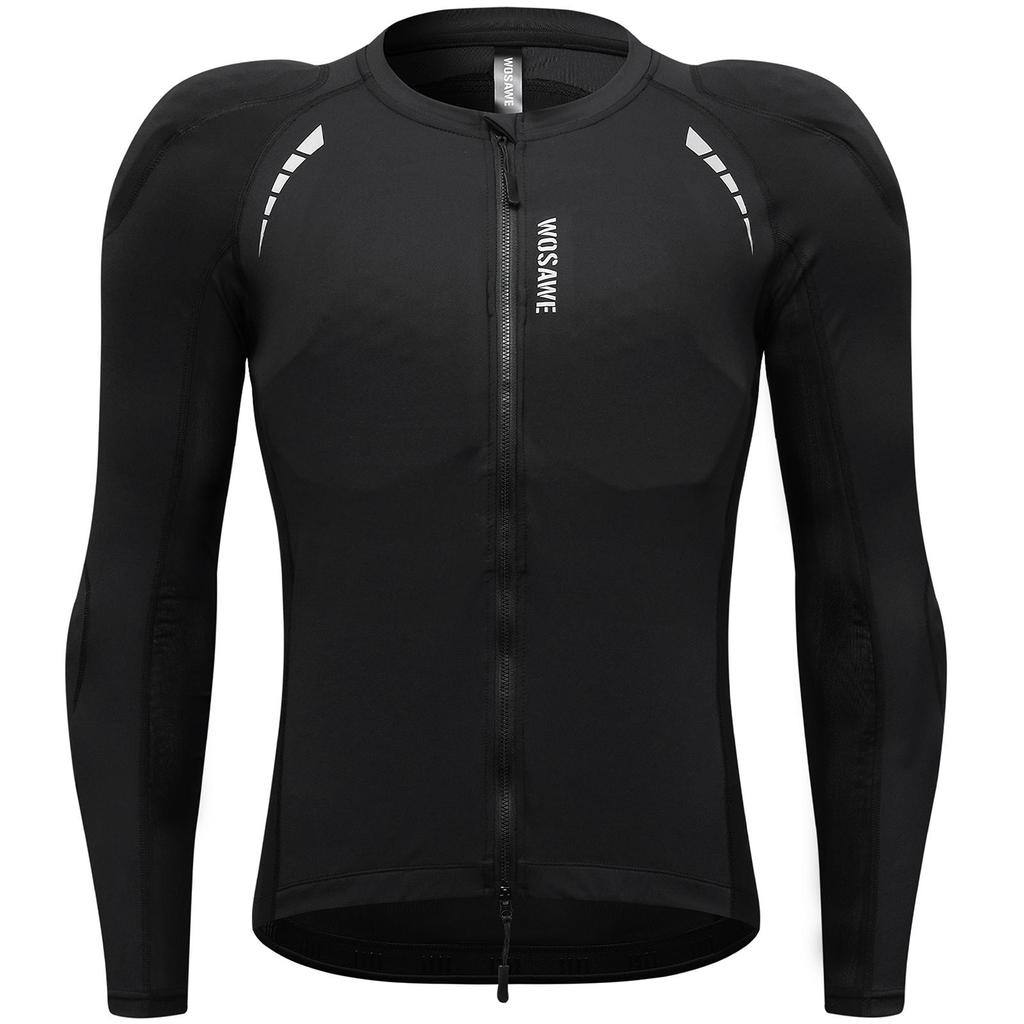 Wosawe Męska obcisła, rozciągliwa, przyjazna dla skóry, zatwierdzona przez CE, wyjmowana, miękka ochraniacz, odblaskowa, miękka koszulka z ochraniaczem na motocykl, kurtka