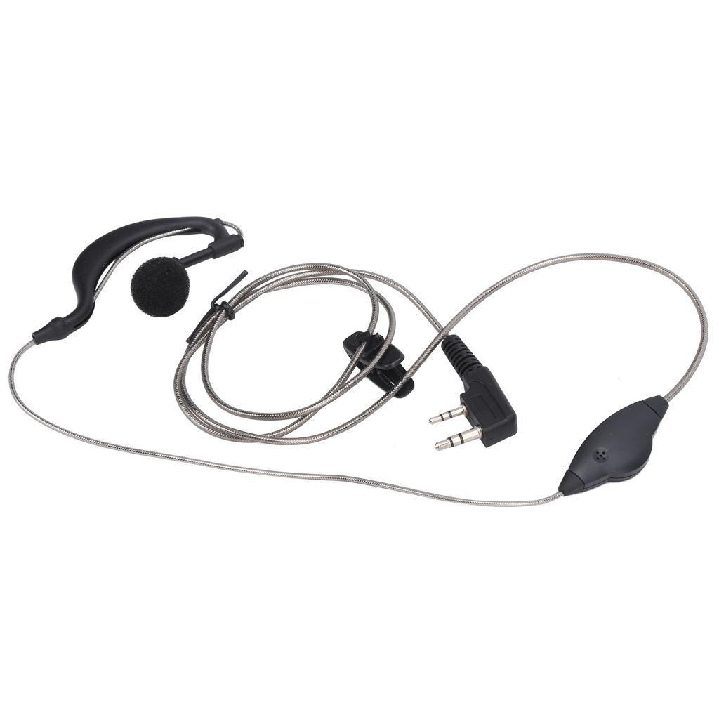 2 Way Radio Headset 2Pin Flexible Black Cable Headset with PTT Button G Shape for Kenwood KPG TH TK