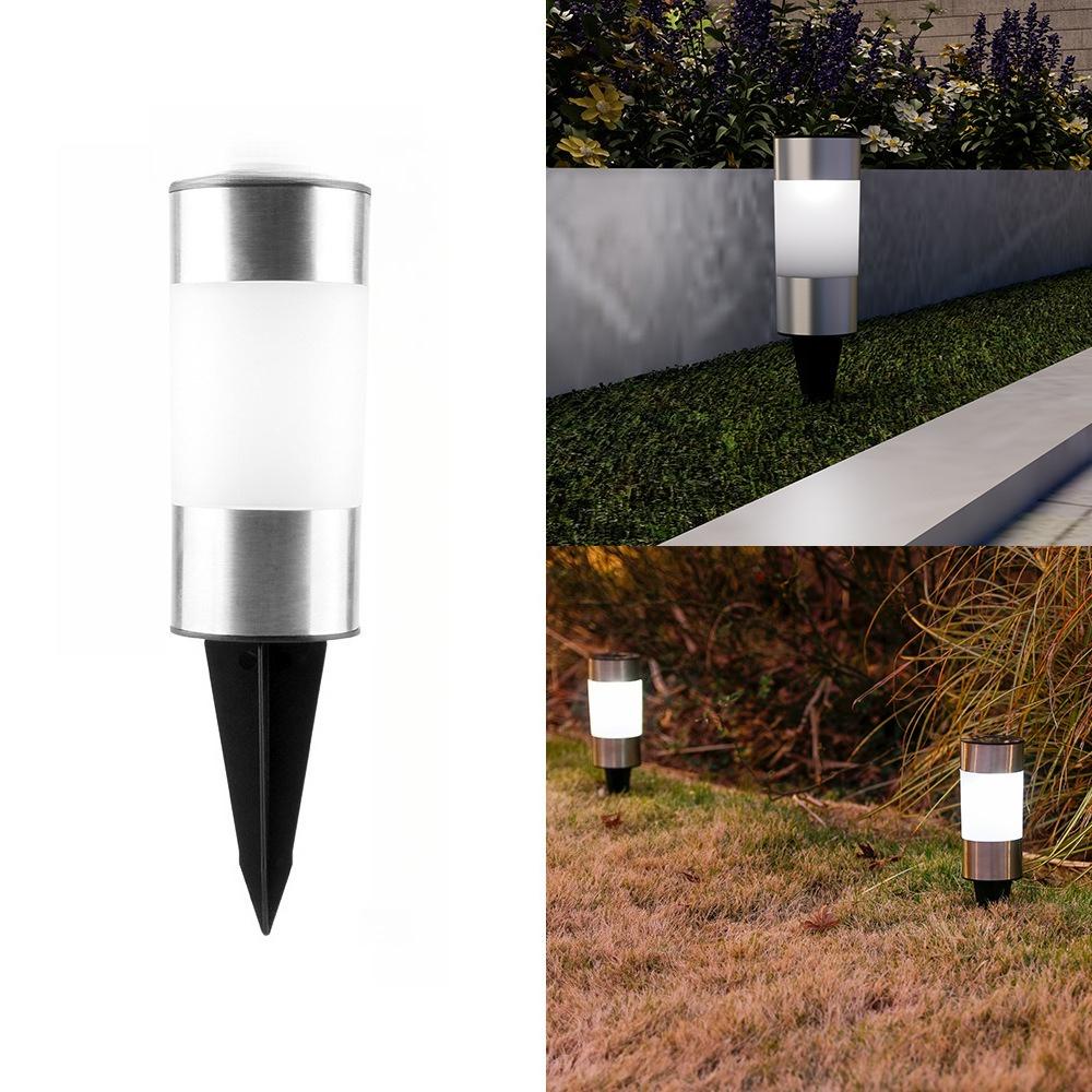 

New Cylindrical Stainless Steel Solar Landscape Lawn Lamps Waterproof Garden Light Decoration Outdoor Ground Plug Lamp for Patio 2pcs белый