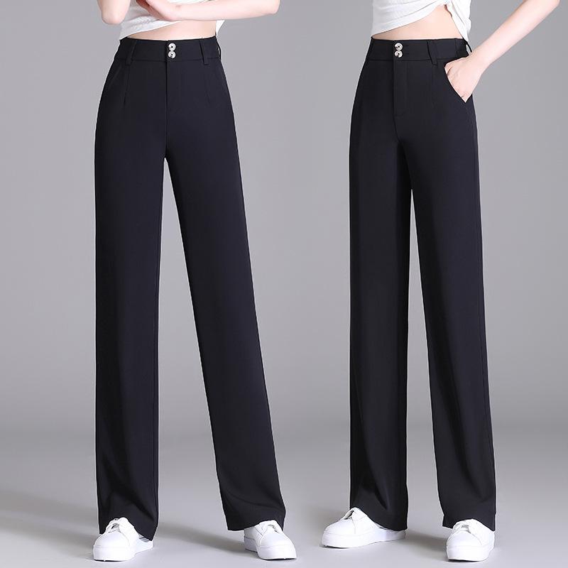 White Drapey High-Waist Wide-Leg Pants for Women - Slimming and Loose Fit for Spring & Autumn 2026